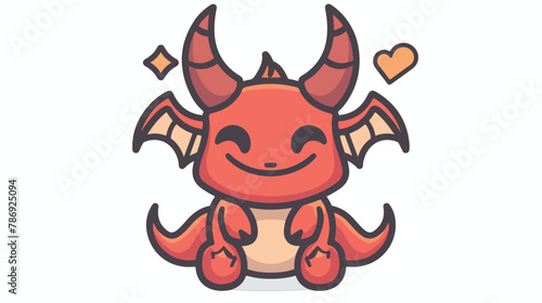 Colored icon of happy imp flat vector isolated on white