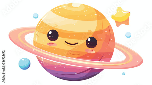 Colorful cute venus planet in childish style with kaw