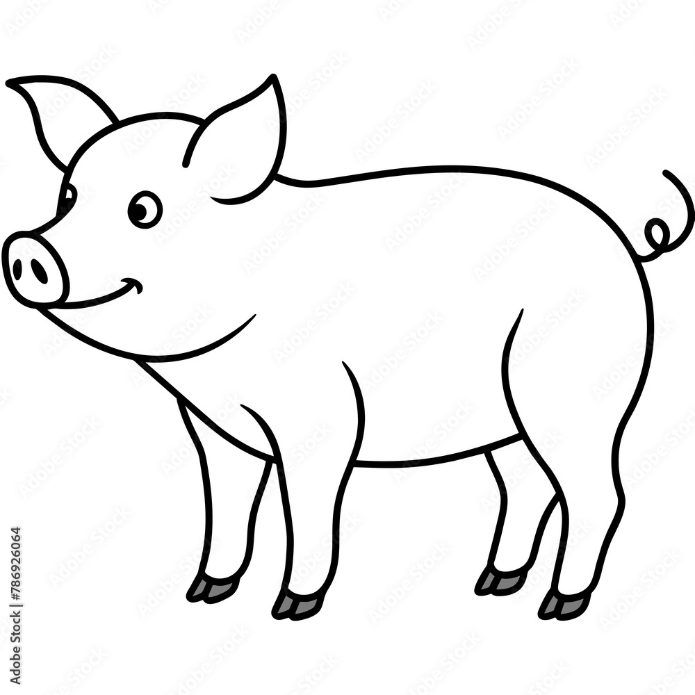 pig isolated mascot,pig silhouette,pig vector,icon,svg,characters,Holiday t shirt,black pig drawn trendy logo Vector illustration,pig line art on a white background