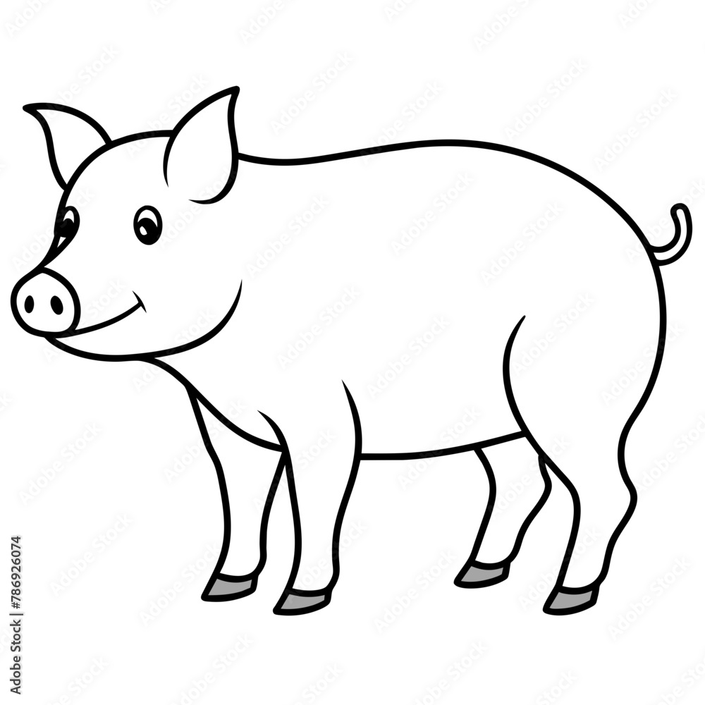 pig isolated mascot,pig silhouette,pig vector,icon,svg,characters,Holiday t shirt,black pig drawn trendy logo Vector illustration,pig line art on a white background