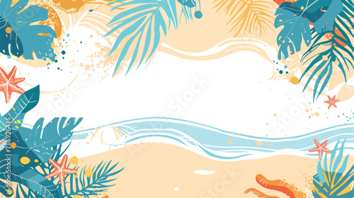 Colorful summer holiday beach panoramic banner vector