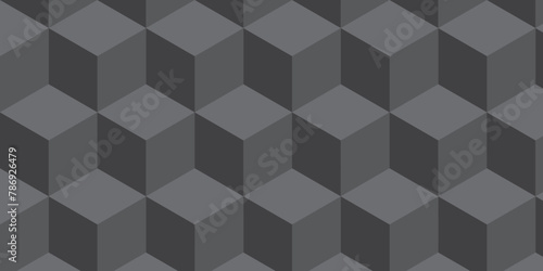 Wall and grid rectangular Minimal geometric rectangle technology black and gray background from cubes and lines. Geometric seamless pattern cube. Cubes mosaic shape vector design.  