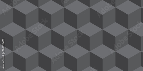 Wall and grid rectangular Minimal geometric rectangle technology black and gray background from cubes and lines. Geometric seamless pattern cube. Cubes mosaic shape vector design. 