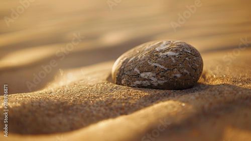 close up of rock on sand blurry with abstract backgroud