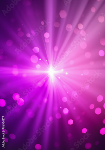 Purple rays and pink light beame with glitter light, sparkle glowing shiny dots effect, and bokeh decoration