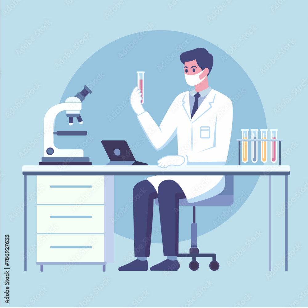 scientist in the laboratory, vector flat illustration