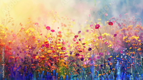 colorful abstract flower meadow background