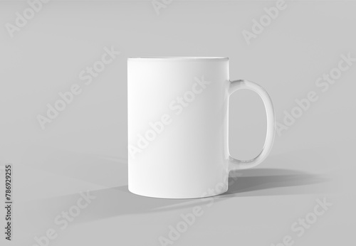 Isolated mug mockup on white. Blank coffee cup template. 3D rendering