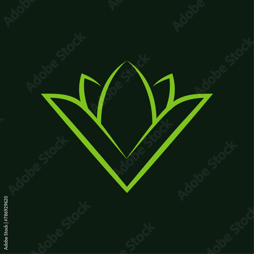 Minimalist Lotus with Letter V Logo