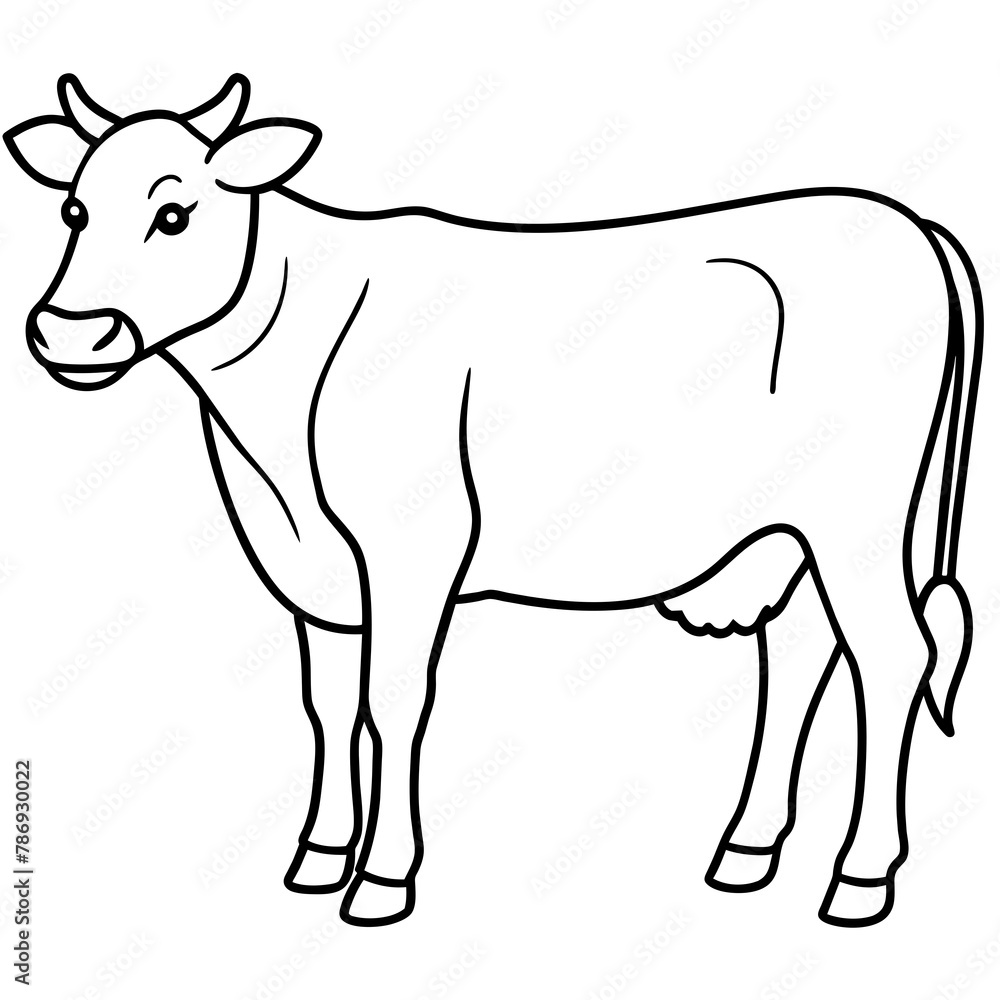 Fototapeta premium cow isolated mascot,cow silhouette,cow vector,icon,svg,characters,Holiday t shirt,black cow drawn trendy logo Vector illustration,cow line art on a white background