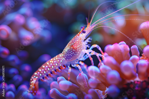 Colorful  Mantis Shrimp Over Coral Reef. © bajita111122