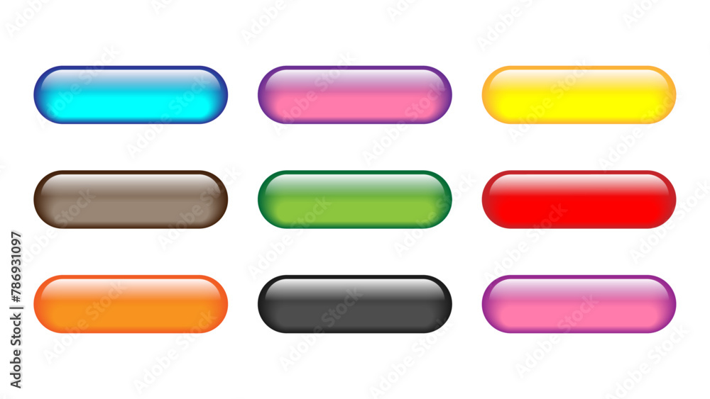 Set of rectangle colored web buttons. Set of modern buttons for web site and ui. Vector button illustrations for web site and ui. Set of rectangle colored web buttons. Set of modern buttons for web site and ui. Vector button illustrations for web site and ui.