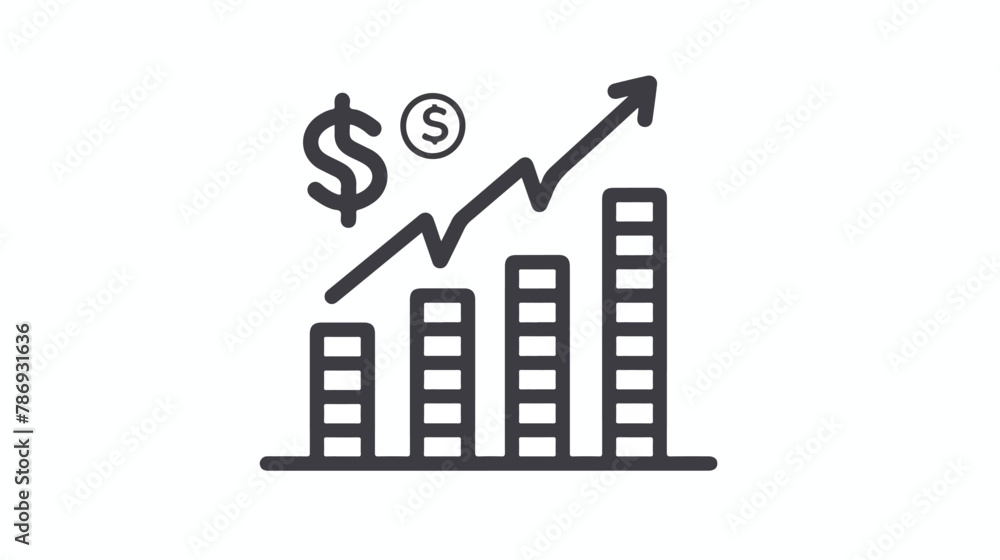 Currency Rate Graph Line Icon Vector illustration isolated