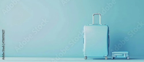 Wallpaper Mural Suitcase on pastel blue background. Minimalistic travel concept. Torontodigital.ca