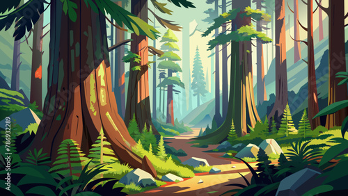 enchanted-forest--the-mystical-old-growth-forests vector background 