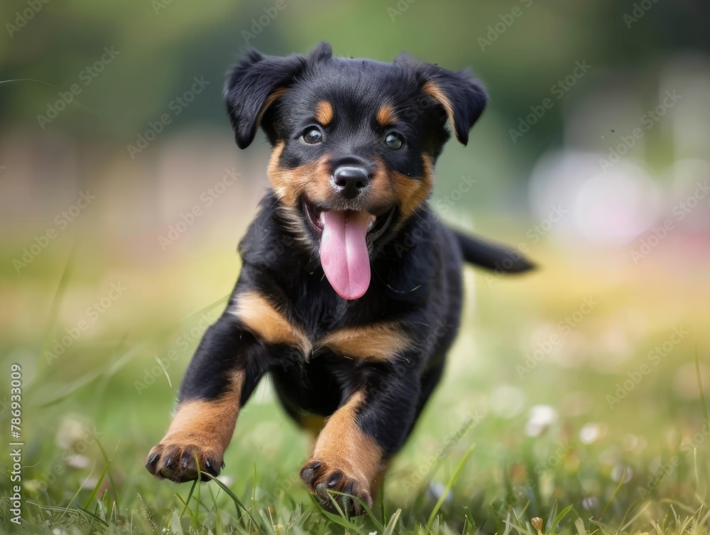 A little dog running on the grass A little dog running on the grass
