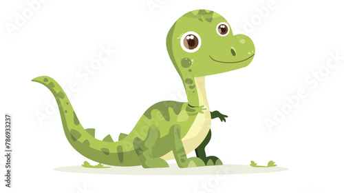 Cute baby dinosaur funny green dino character 