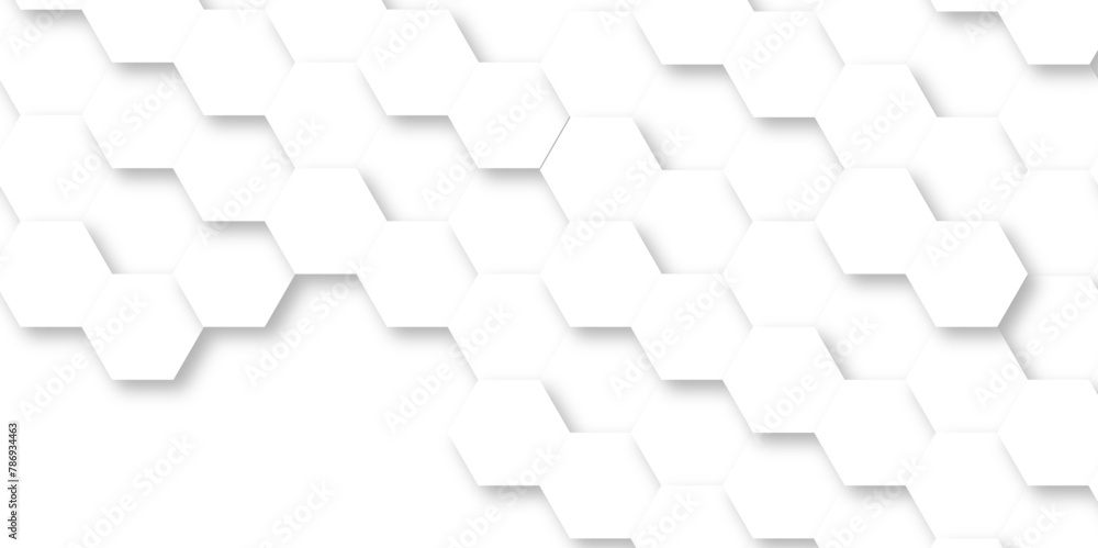 Abstract white background with hexagons pattern. White abstract vector wallpaper with hexagon grid. Technology Futuristic honeycomb mosaic white background.
Abstract white background with hexagons pattern. White abstract vector wallpaper with hexagon grid. Technology Futuristic honeycomb mosaic white background.