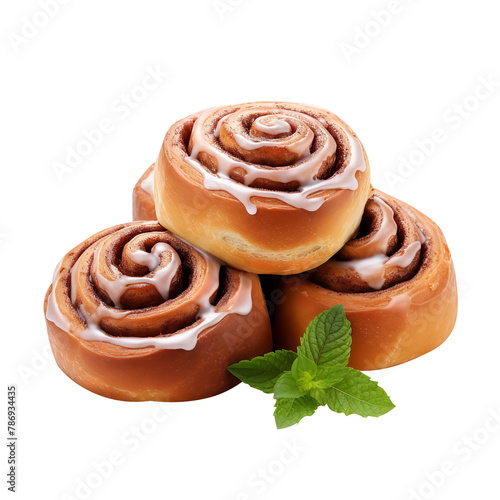 Sweet Cinnamon Rolls isolated on white background 