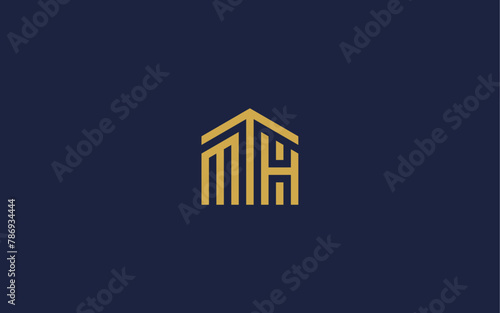 letter mh with house logo icon design vector design template inspiration