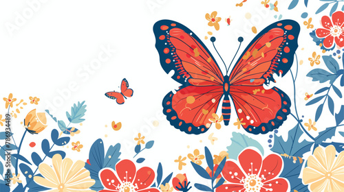 Cute butterfly card. Happy Valentines day card background