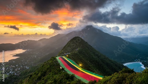 The Flag of Saint Kitts On The Mountain. photo