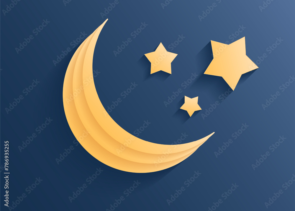 Paper cut weather element of moon on night blue sky background. Forecast white cloud icon symbol collection. 3D frame icon for posters and flyers, presentation, web, social media, design and banner. Paper cut weather element of moon on night blue sky background. Forecast white cloud icon symbol collection. 3D frame icon for posters and flyers, presentation, web, social media, design and banner.