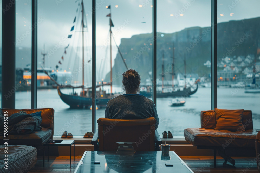 custom made wallpaper toronto digitalA scene showing a Viking CEO in a modern boardroom, his longship strategy plan laid out as a metapho