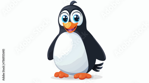 Cute cartoon penguin on a white background Vector illustration