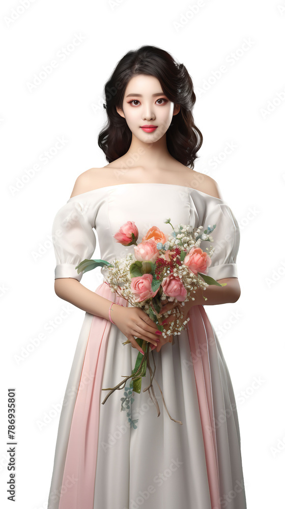 Lovely Korean model isolated on white background Lovely Korean model isolated on white background