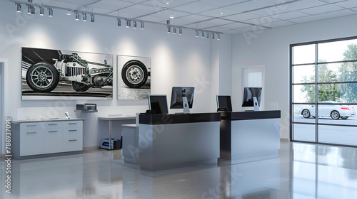 Luxury car dealer ship showroom
