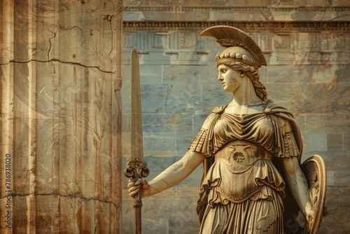 An image of Athena, goddess of wisdom, promoting an educational platform, her endorsement emphasizin photo