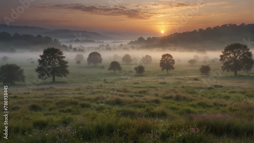 sunrise over the field