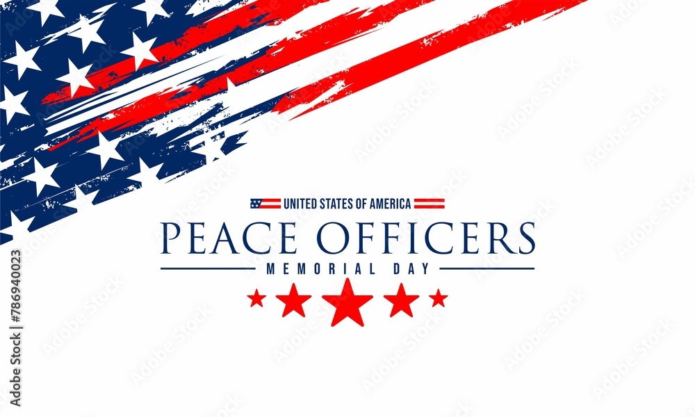 Peace Officers Memorial Day is Celebrated Around the United States to Honor The Services of Troops. Abstract Elegant Tribute Design for Those Who Served the Country