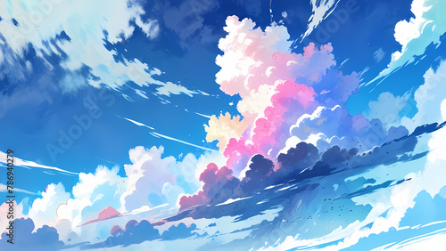 watercolor cloud sky anime background illustration photo