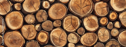 A background of wooden slices arranged in an abstract pattern  texture of wood with various shades of brown  tan  and light grain. Abstract background made of wood slices. Texture for wall design