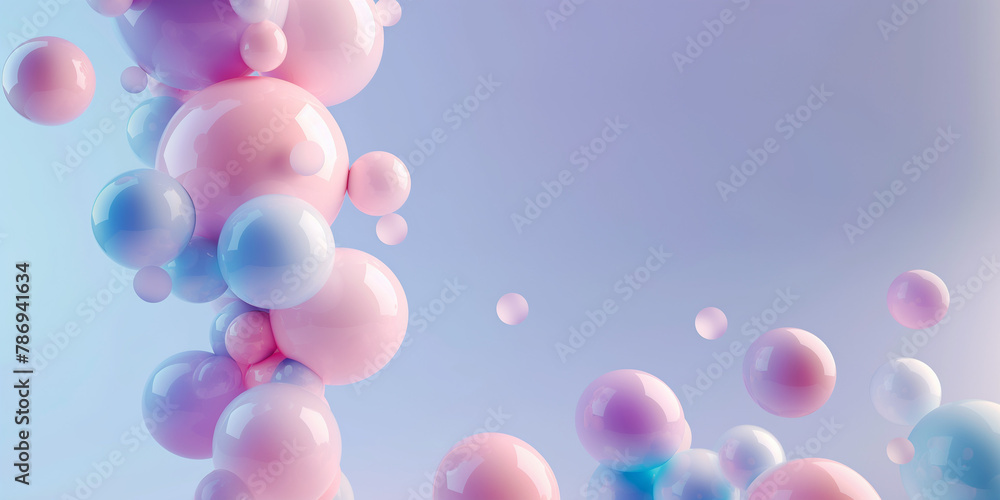 Design an abstract background with floating spheres in pastel colors, creating a dreamy and ethereal atmosphere for your mobile wallpaper. The composition should be a soft gradient of pink to blue, Design an abstract background with floating spheres in pastel colors, creating a dreamy and ethereal atmosphere for your mobile wallpaper. The composition should be a soft gradient of pink to blue,