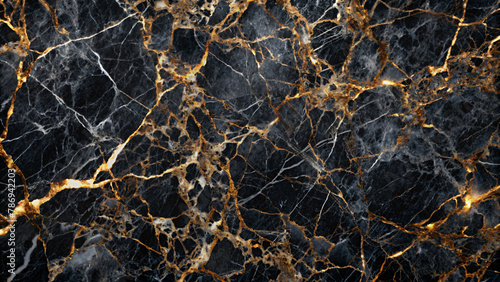 Natural Black and Gold Marble Stone Texture Amidst Grunge Background