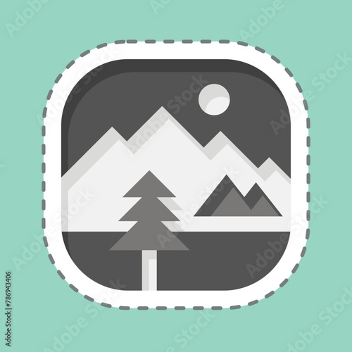 Sticker line cut Nature. related to Photos and Illustrations symbol. simple design illustration