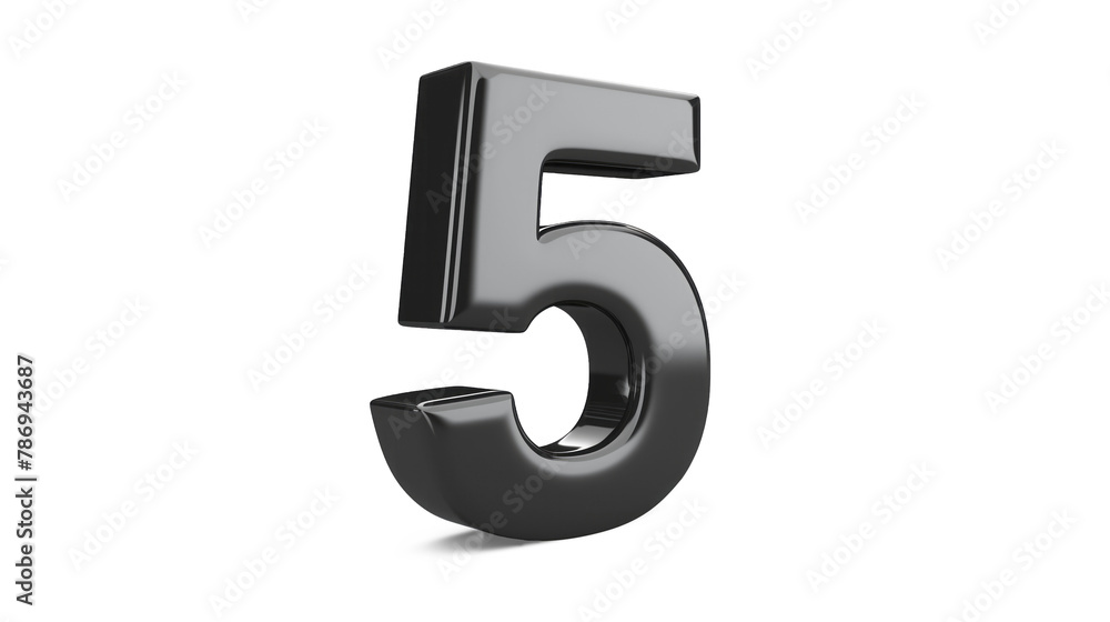 3d number 5 in black color on a transparent background 3d number 5 in black color on a transparent background