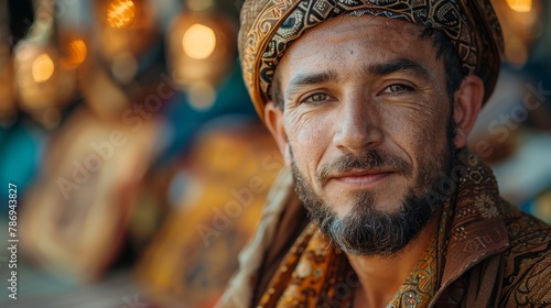A Muslim man on the Eid al-Adha holiday. Portrait of a man
