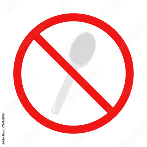 No Spoon Sign on White Background