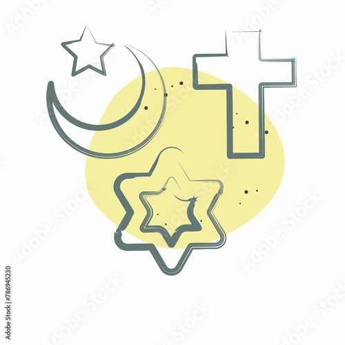 Icon Religion. related to Photos and Illustrations symbol. Color Spot Style. simple design illustration