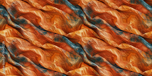 Orange lightweight fabric seamless pattern, silk satin printed textile repetitive background photo