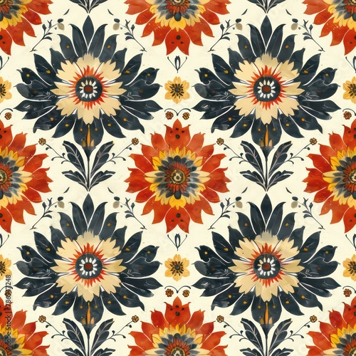 Seamless vintage decorative ornamental floral pattern background