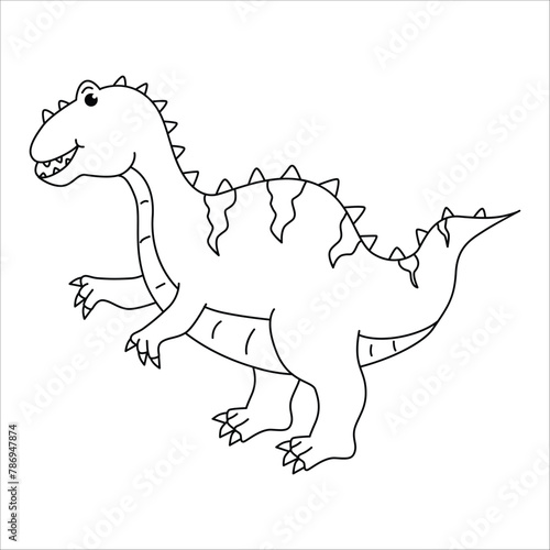 Cute dino giganotosaurus outline illustration