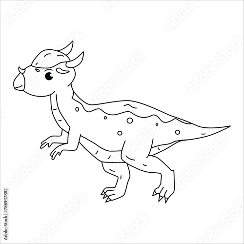 Cute Pachycephalosaurus dino outline illustration