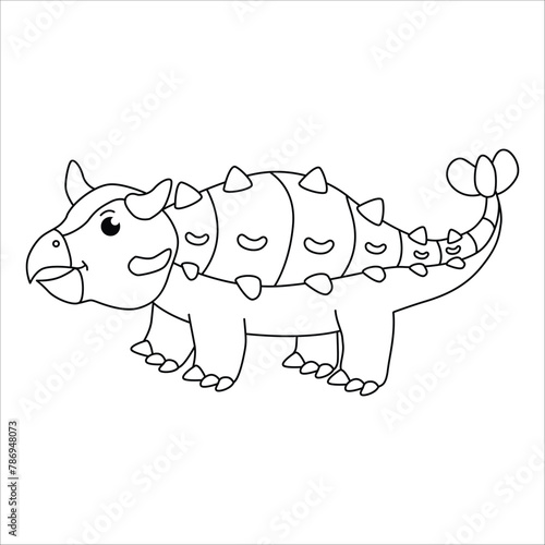 Cute Ankylosaurus dino outline illustration