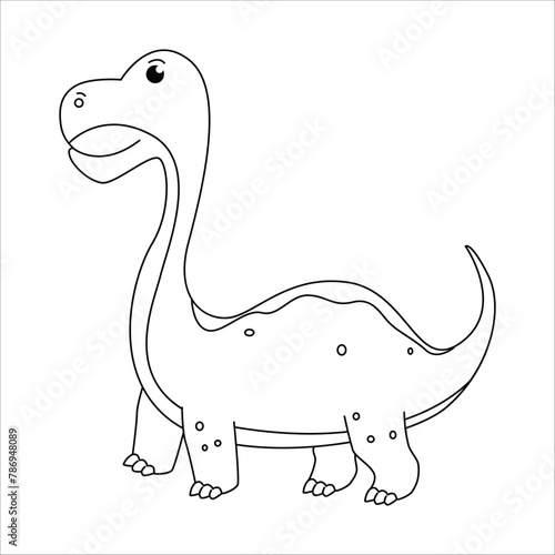 Cute dino brachiosaurus outline illustration