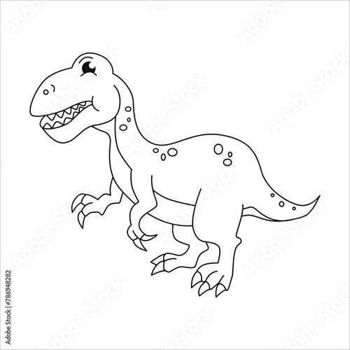 Cute dino giganotosaurus outline illustration